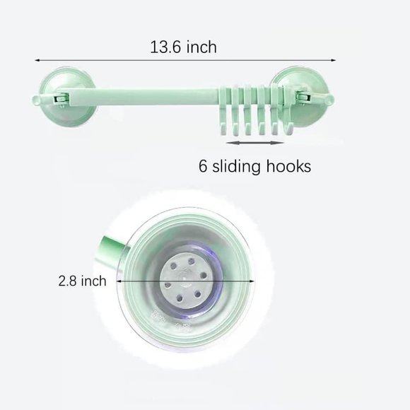 Adjustable 6 in1 bathroom plastic corner hooks Suction Cup Towel Bar,CornerTowel - Picture 12 of 12